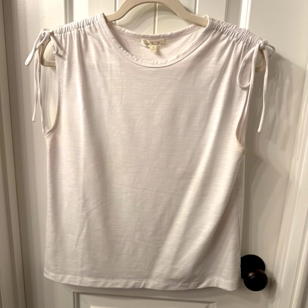 NINE BRITTON, Ada Tie Shoulder Knit Top,
SP | White